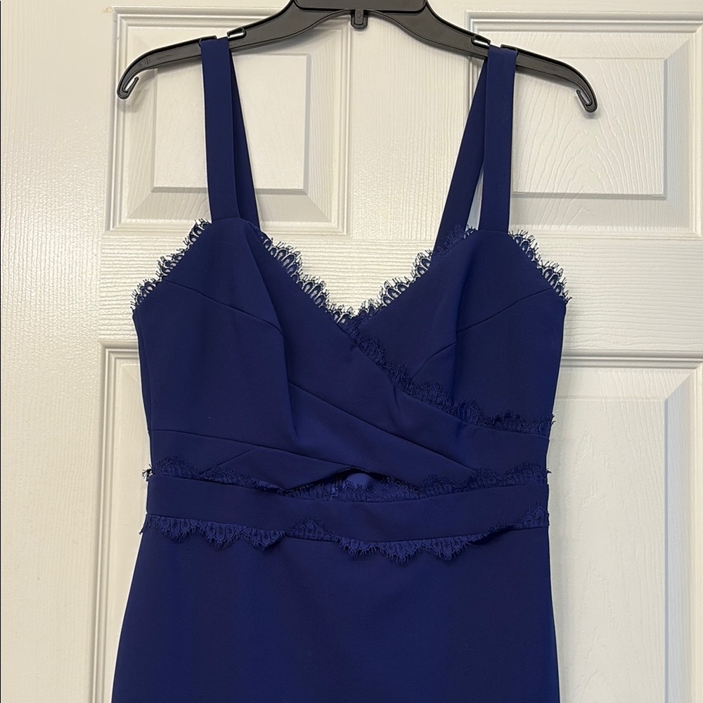Nicole Miller Royal Blue Lace Trim Dress